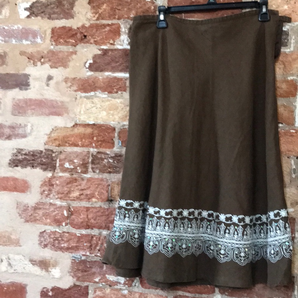 Brown linen A line skirt